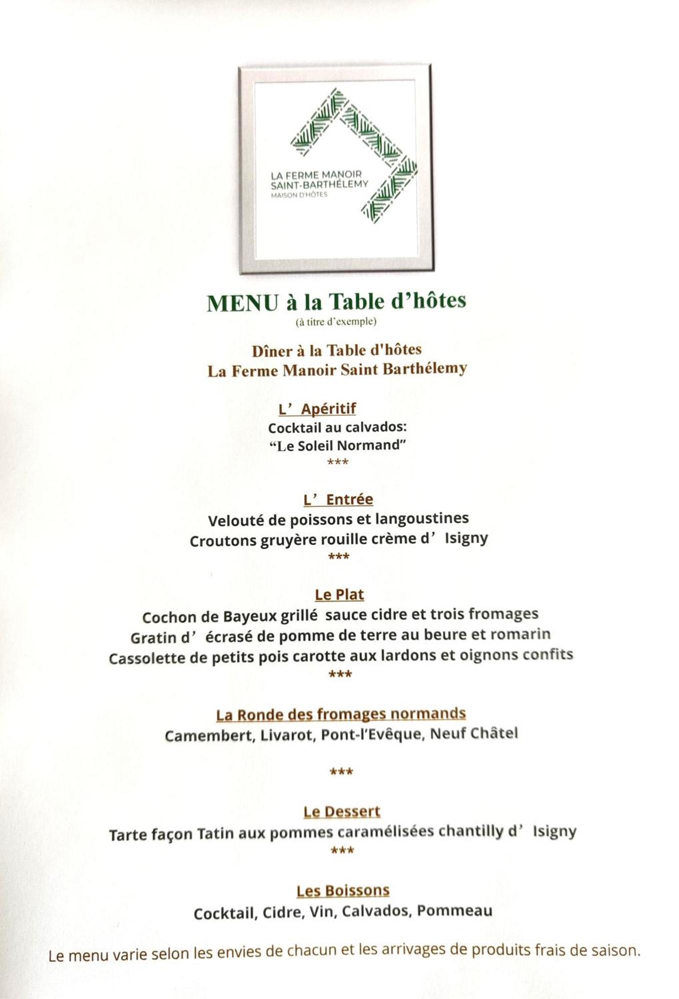 לינה וארוחת בוקר Juaye-Mondaye La Ferme Manoir Saint Barthelemy מראה חיצוני תמונה